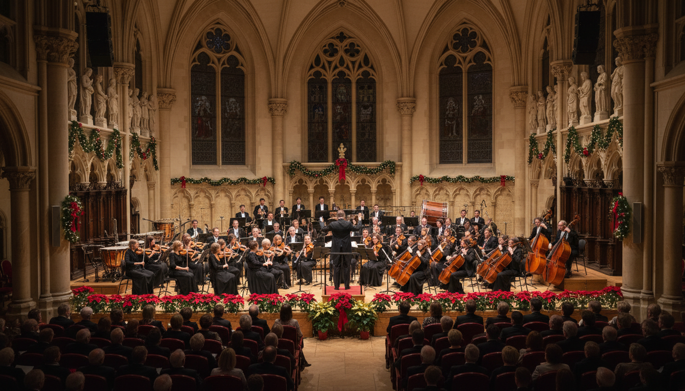 Orchestra performing a holiday concert