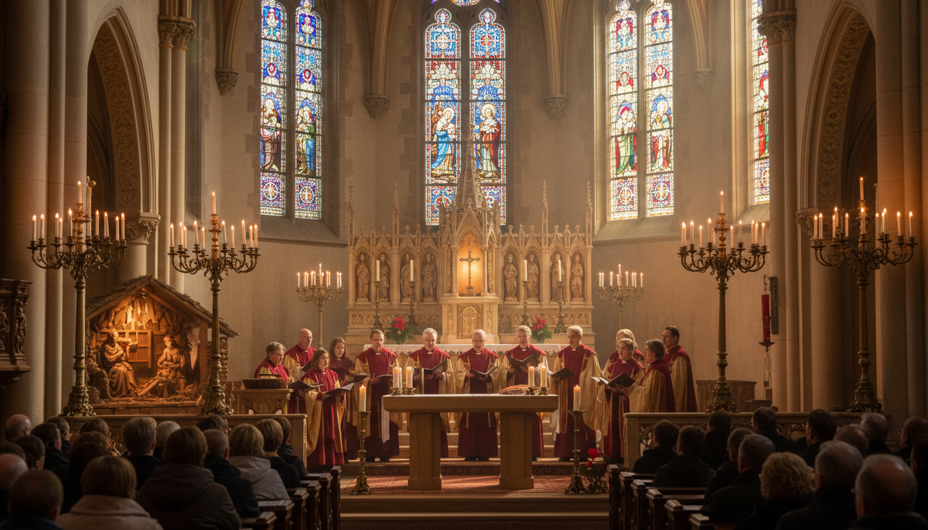 Choir performing in a church sanctuary